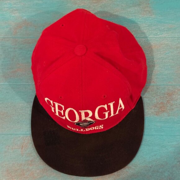 Vintage 90's Georgia Bulldogs Snapback Hat Cap Red - Picture 2 of 8